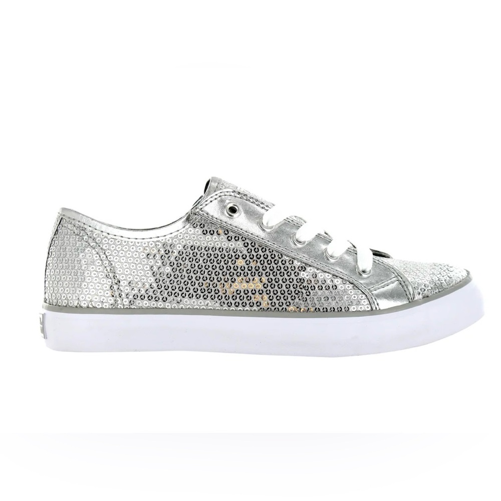 New Gotta Flurt Women's Disco II Silver Sequin Low Top Dance Hip Hop Sneaker 9.5